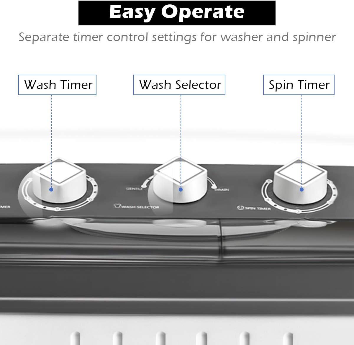 image:imageGiantex Portable Washing Machine 20lbs Capacity 12lbs Washer and 8lbs Spinner Compact for Apartment RV Gray amp White GX20313PEGreyWhite