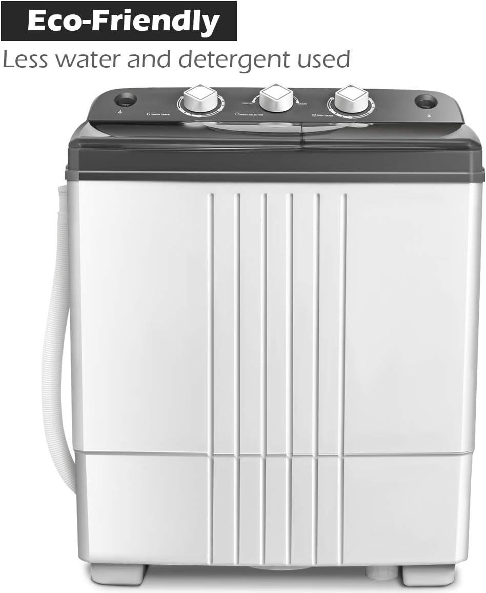image:imageGiantex Portable Washing Machine 20lbs Capacity 12lbs Washer and 8lbs Spinner Compact for Apartment RV Gray amp White GX20313PEGreyWhite