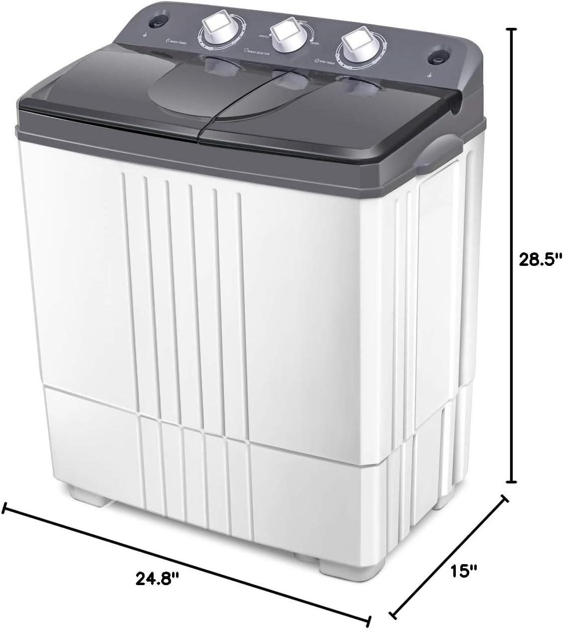 image:imageGiantex Portable Washing Machine 20lbs Capacity 12lbs Washer and 8lbs Spinner Compact for Apartment RV Gray amp White GX20313PEGreyWhite