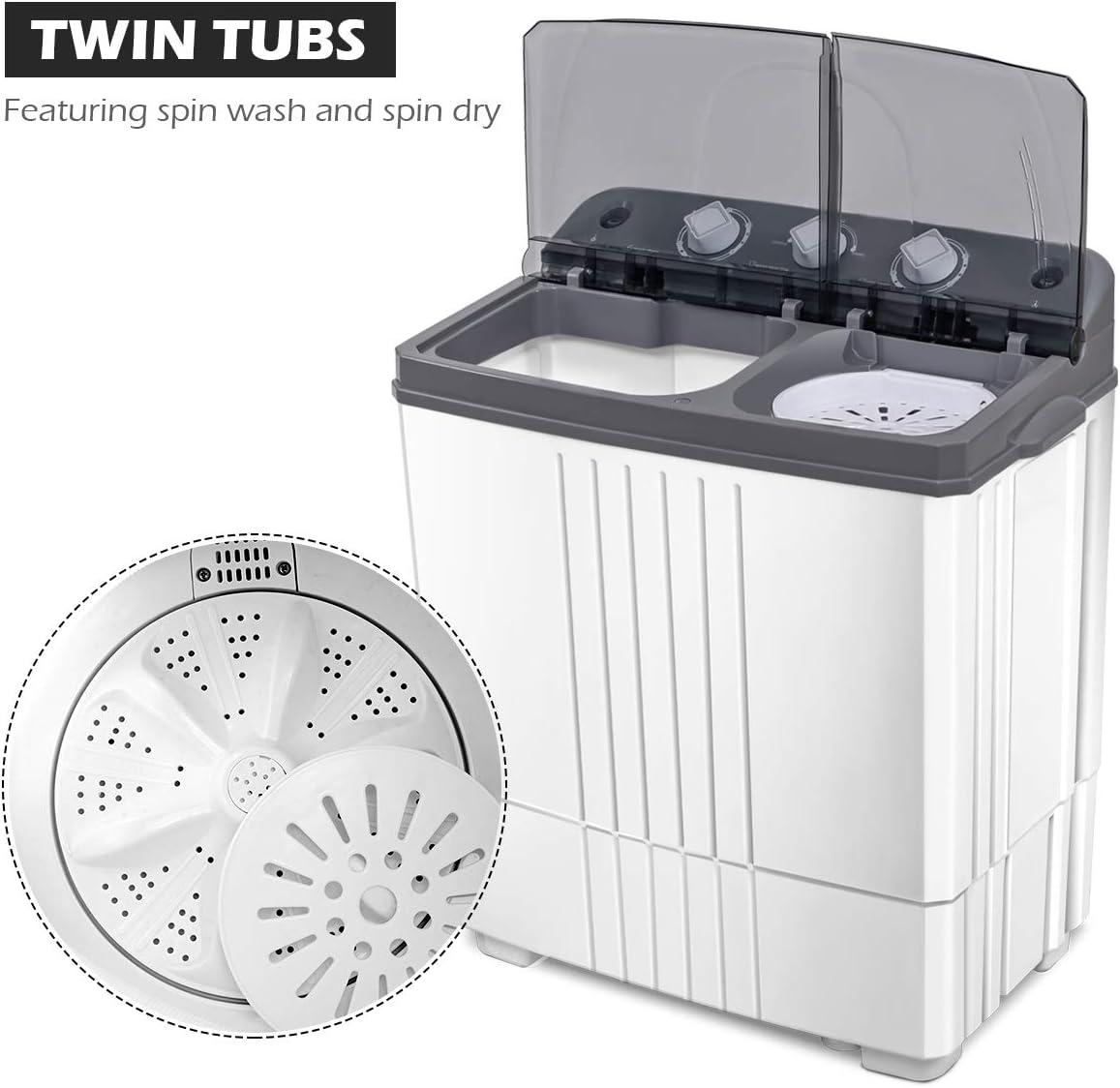 image:imageGiantex Portable Washing Machine 20lbs Capacity 12lbs Washer and 8lbs Spinner Compact for Apartment RV Gray amp White GX20313PEGreyWhite