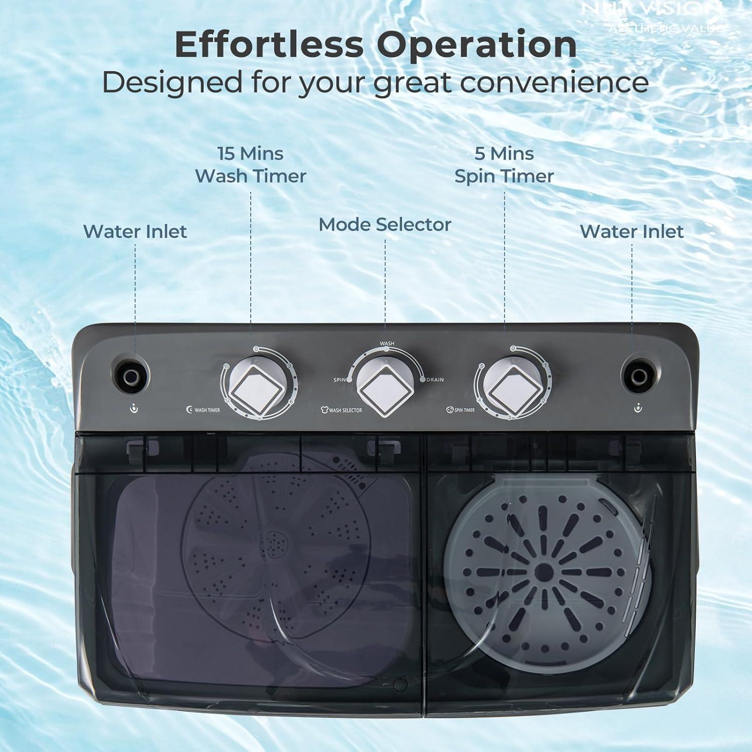 image:imageGiantex Portable Washing Machine 20lbs Capacity 12lbs Washer and 8lbs Spinner Compact for Apartment RV Gray amp White GX20313PEGreyWhite