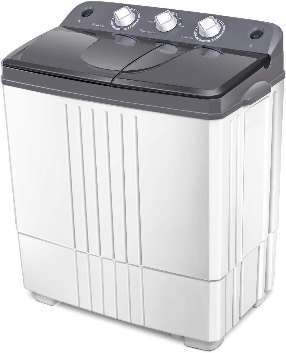 image:imageGiantex Portable Washing Machine 20lbs Capacity 12lbs Washer and 8lbs Spinner Compact for Apartment RV Gray amp White GX20313PEGreyWhite