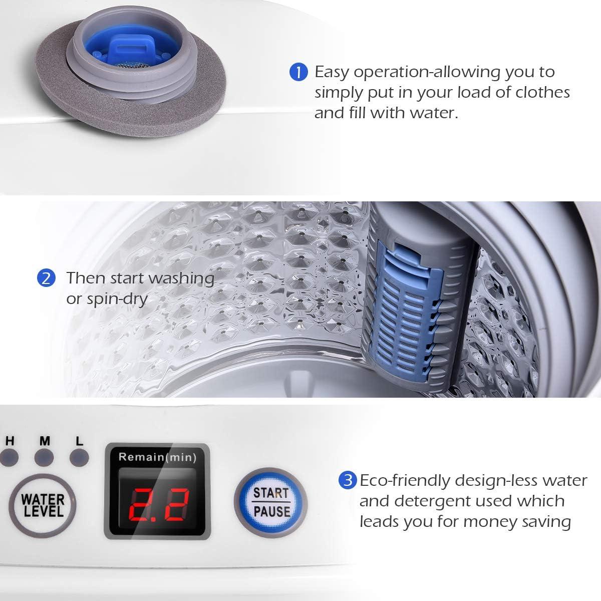 image:imageGiantex Portable Washing Machine Full Automatic Washer and Dryer Combo with Builtin Pump Drain 8 LBS Capacity Compact Laundry Washer Spin Dryer for Apartment RV Dorm