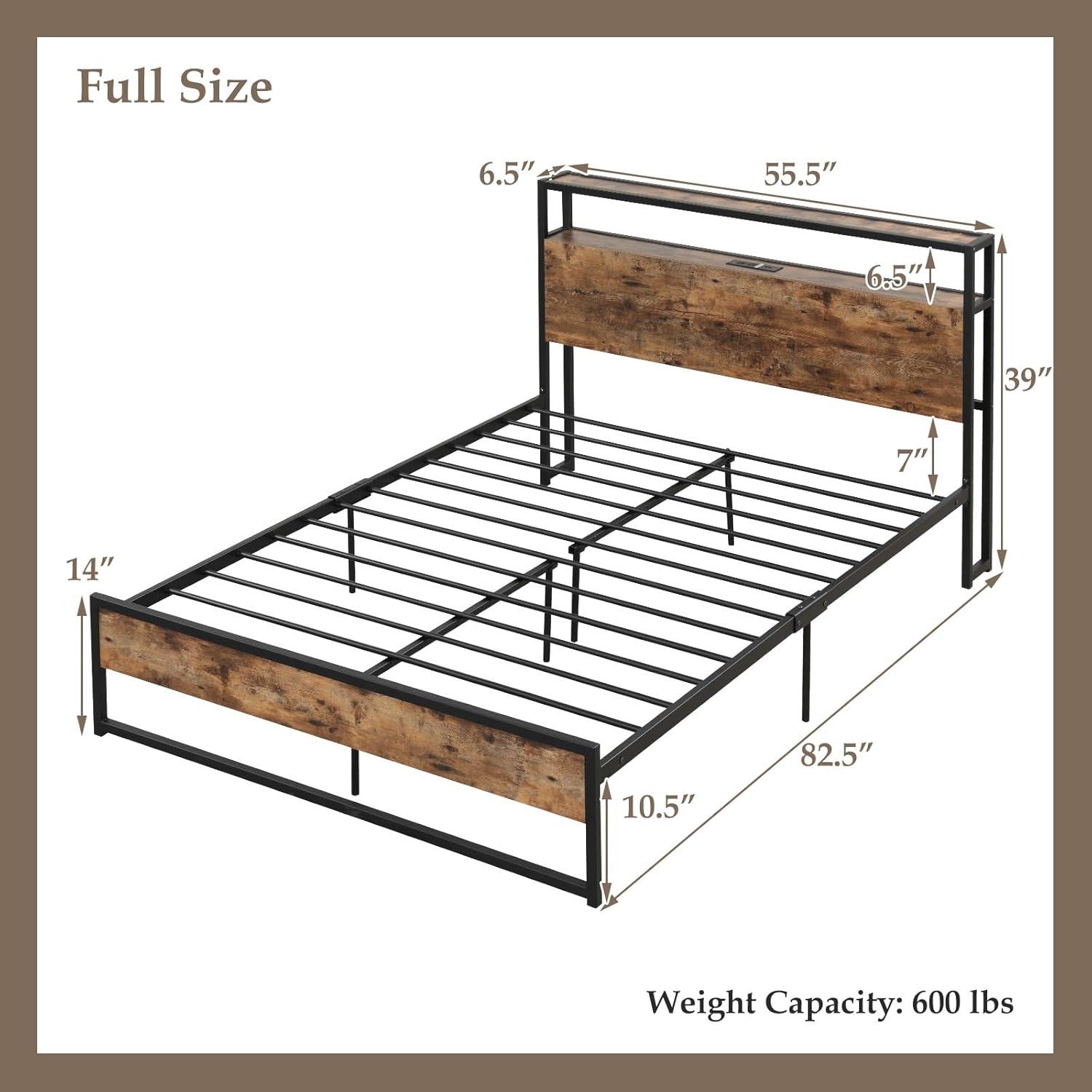 image:imageGiantex Queen Bed Frame with LED Lights Headboard and 4 Storage Drawers Metal Platform Bed with Outlets and USB Ports Charging Station Smart LED Bed Frame Easy Assembly No Box Spring NeededFull