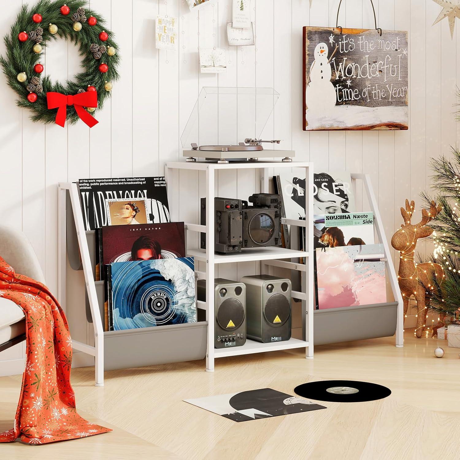 image:imageGiantex Record Player Stand with Vinyl Storage 6Tier Turntable Stand Up to 280 Albums Record Player Table w Record Holder amp Display Shelf Vinyl Record Storage Media Stereo for Living Room White