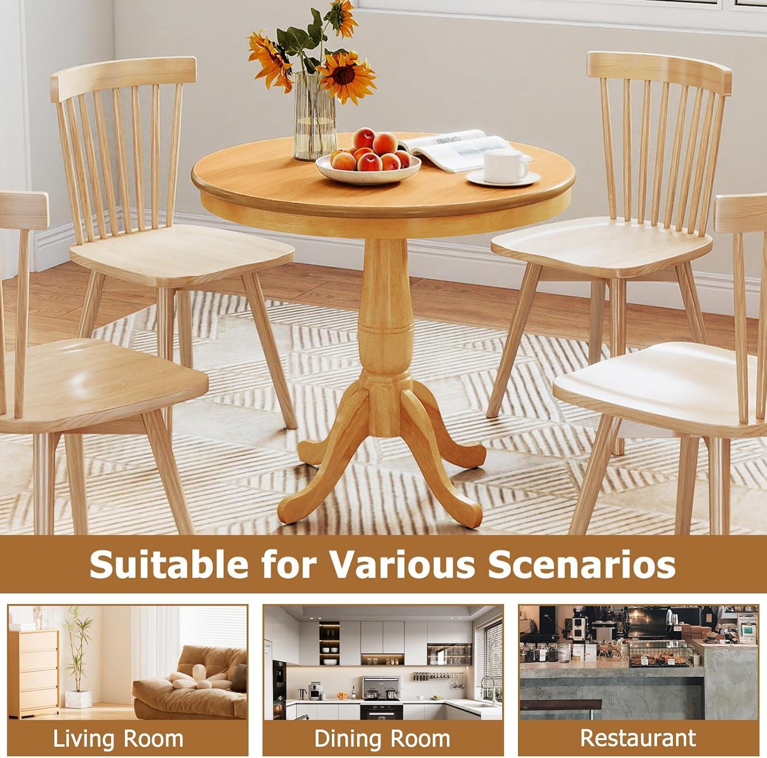 image:imageGiantex Round Dining Table for 24 People 32 D X 30 H Wooden Kitchen Table with Spacious Table Top Pedestal Base Leisure End Tables for Bar Kitchen Dining Room Restaurant WalnutNatural