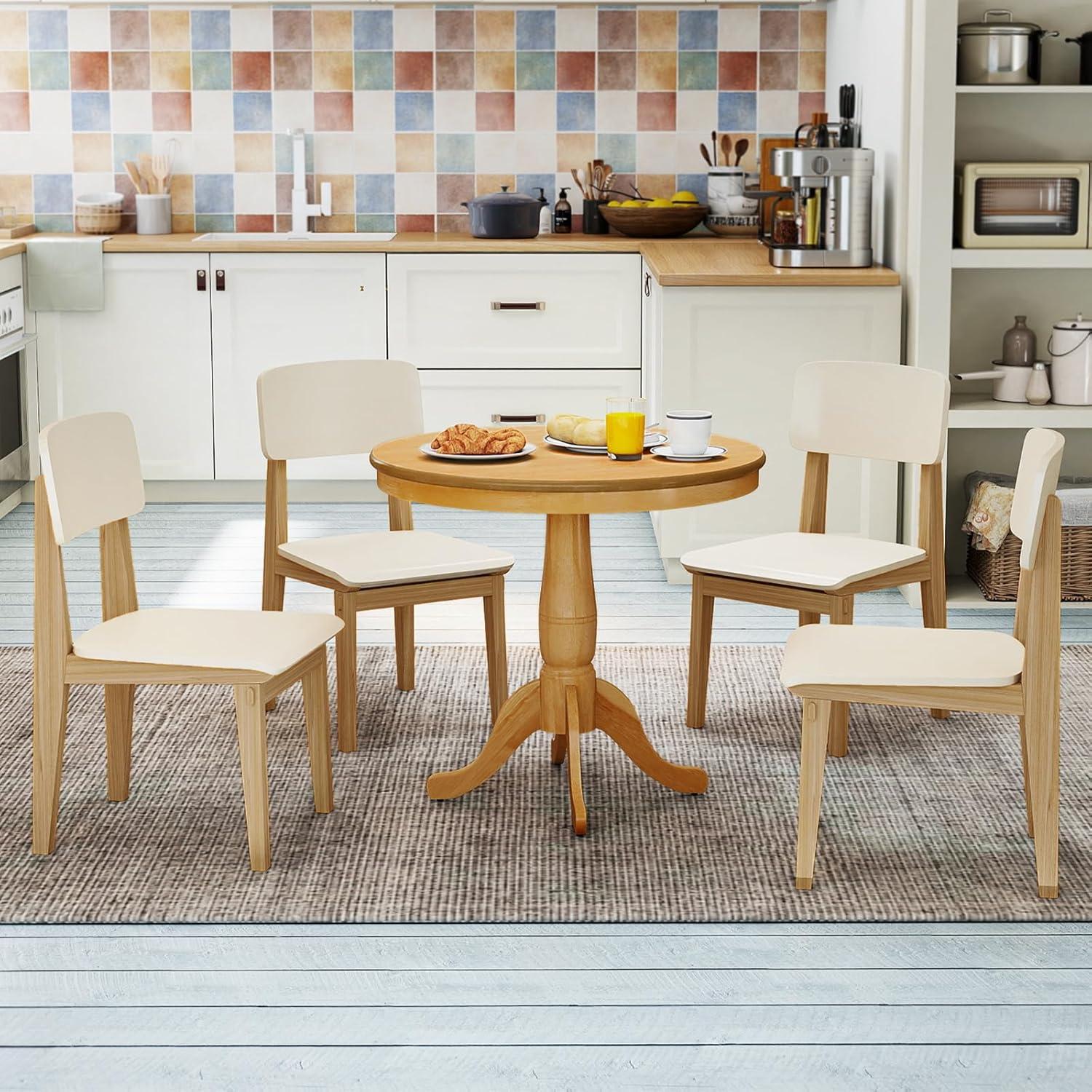 image:imageGiantex Round Dining Table for 24 People 32 D X 30 H Wooden Kitchen Table with Spacious Table Top Pedestal Base Leisure End Tables for Bar Kitchen Dining Room Restaurant WalnutNatural