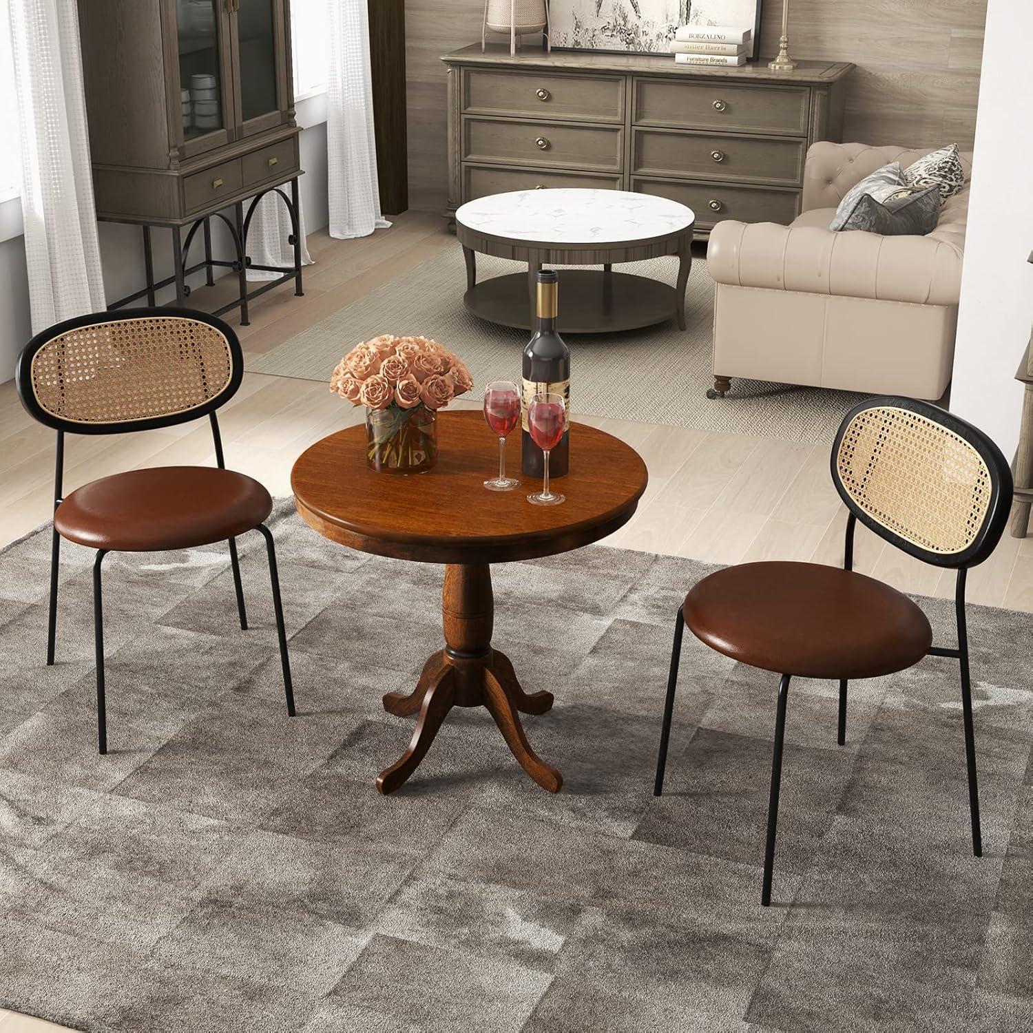 image:imageGiantex Round Dining Table for 24 People 32 D X 30 H Wooden Kitchen Table with Spacious Table Top Pedestal Base Leisure End Tables for Bar Kitchen Dining Room Restaurant WalnutWalnut