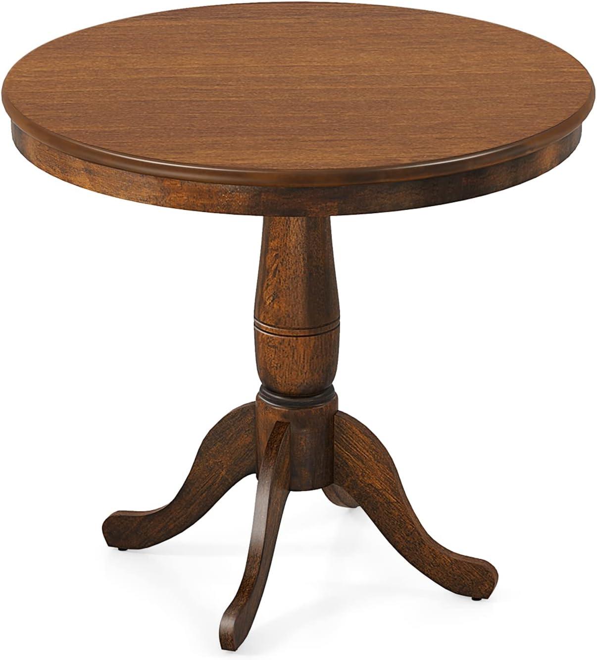 image:imageGiantex Round Dining Table for 24 People 32 D X 30 H Wooden Kitchen Table with Spacious Table Top Pedestal Base Leisure End Tables for Bar Kitchen Dining Room Restaurant WalnutWalnut