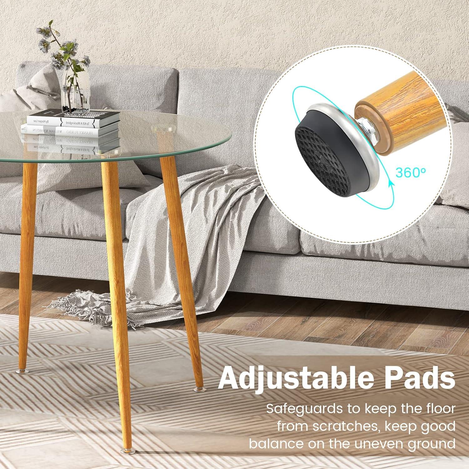 image:imageGiantex Round Glass Dining Table 355 D x 30 H Kitchen Dinner Table wTempered Glass Tabletop amp Metal Legs Circle Leisure Coffee Table for Dining Room amp Living Room Clear amp Natural 2 Pack