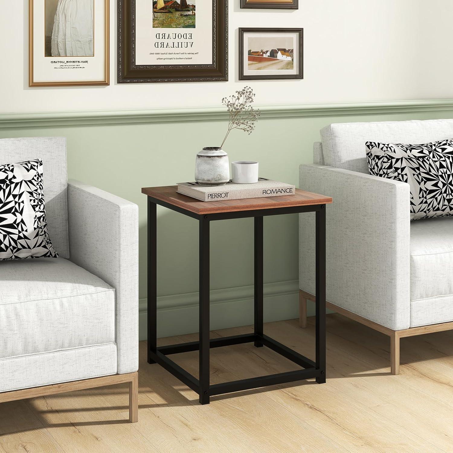 image:imageGiantex Round Nesting Table Set of 3 Farmhouse Coffee Table w2 End Tables Sturdy Metal Frame 3Piece Wooden Living Room Table Set for Home Office Apartment Black OakWalnut Black
