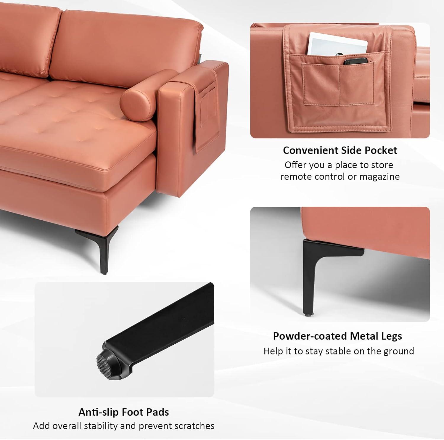 image:imageGiantex Set of 2 Single Sofa Accent Chairs wCushion Bolster Armrest Magazine Caddy Holder Pockets Armchair Living Room Upholstered Leisure Chair for Bedroom Reception Room Dark GreyRed