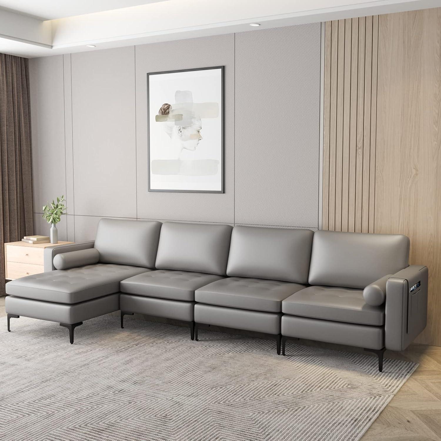 image:imageGiantex Single Sofa Accent Chair Armchair wComfy Cushion Bolster Armrest Magazine Caddy Pockets Living Room Upholstered Leisure Chair for Bedroom Reception Room Dark GreyDark Grey