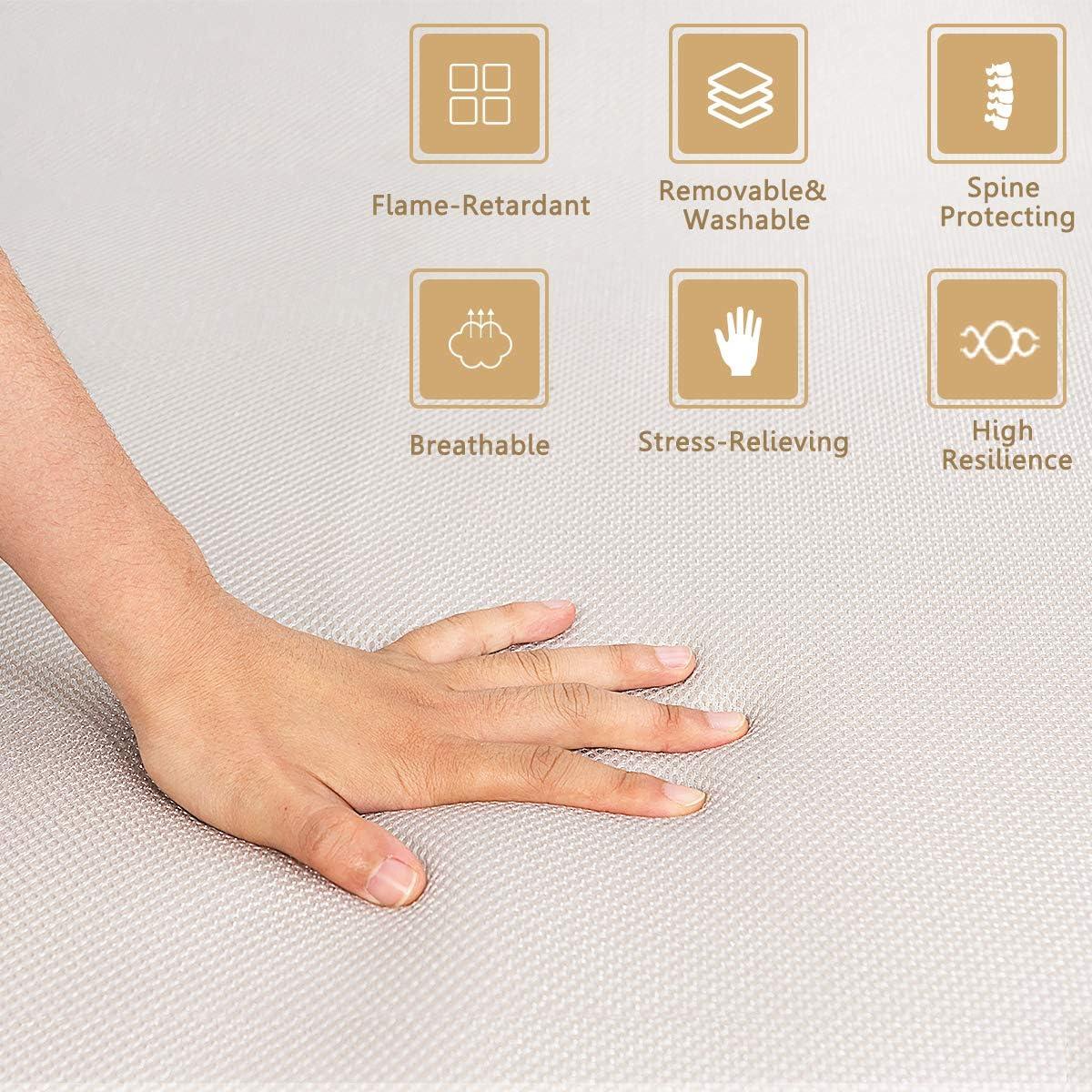 image:imageGiantex TriFold Folding Mattress Queen 4Inch Portable Sofa Bed with Washable Cover amp Handles HighDensity Foam Floor Couch for Adults Guest Bed for Camping Sleepovers GrayGrey