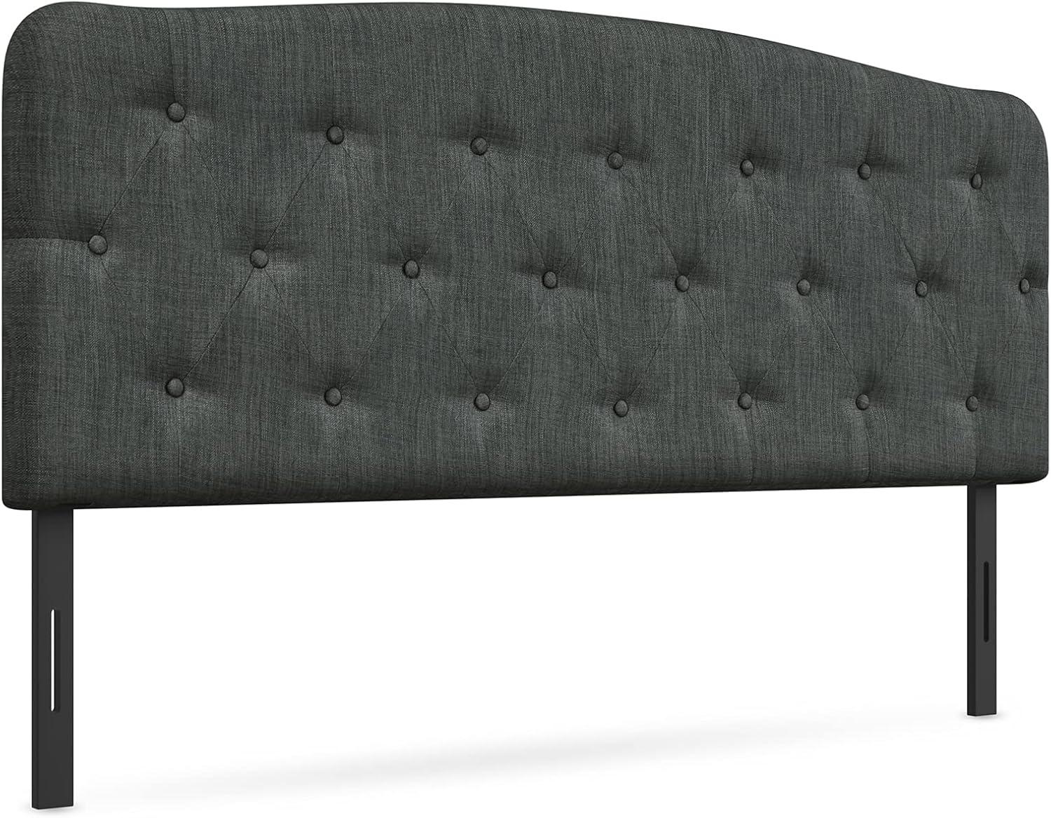 image:imageGiantex Upholstered Headboard Button Tufted Headboard Adjustable Height from 38 to 53 Platform Full Size Easy Assembly Modern Fabric Furniture for Bedroom Dark Grey