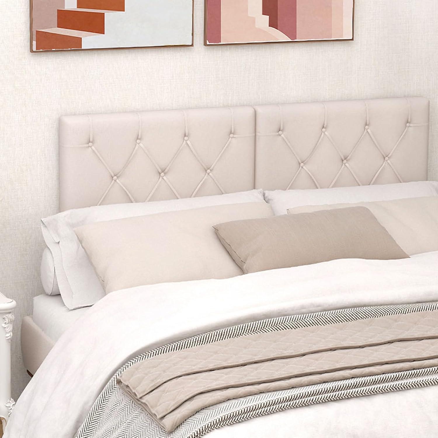 image:imageGiantex Upholstered Headboard for TwinTwin XL Size Bed Wall Mounted Twin Headboard Only Modern Button Tufted Headboard for Dorm Bedroom Attachment Device Included Dorm Headboard BeigeBeige