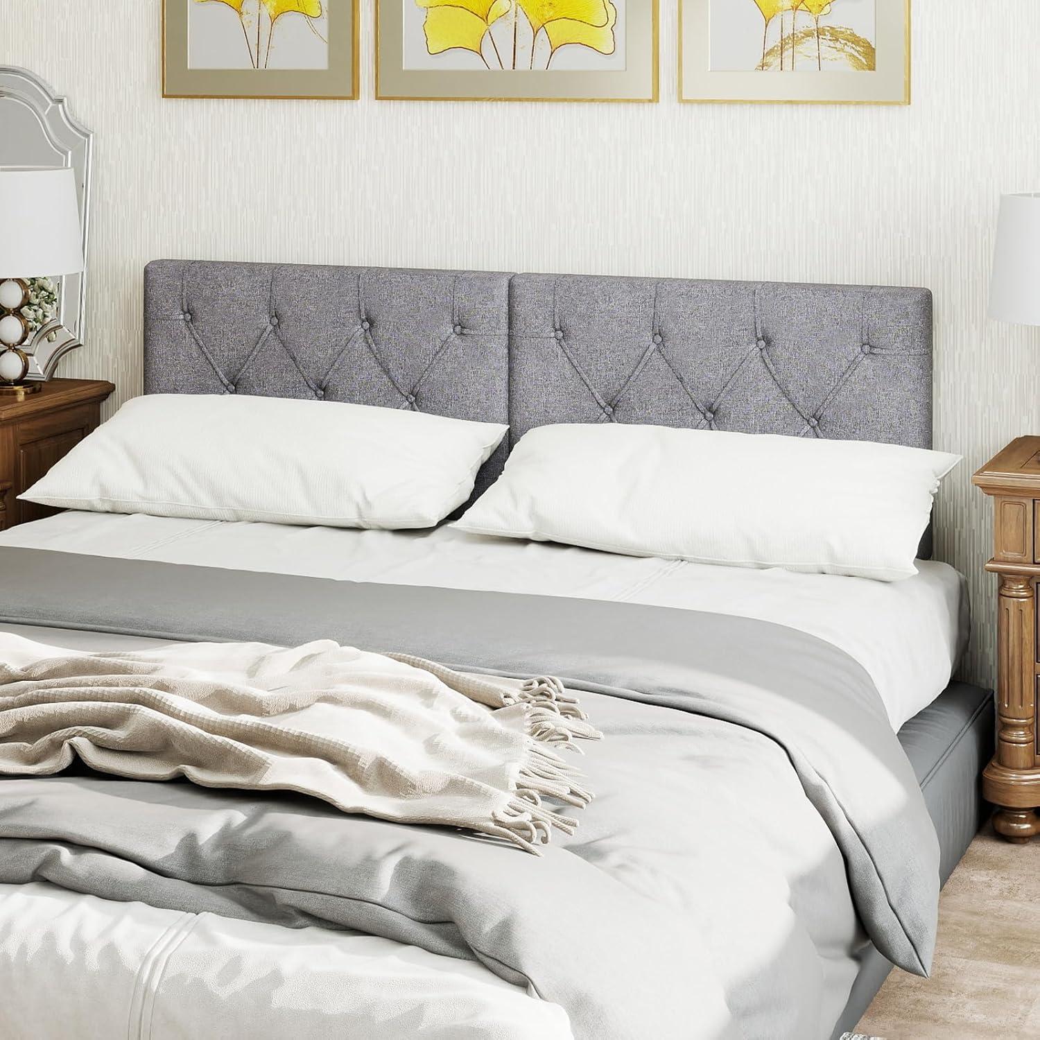 image:imageGiantex Upholstered Headboard for TwinTwin XL Size Bed Wall Mounted Twin Headboard Only Modern Button Tufted Headboard for Dorm Bedroom Attachment Device Included Dorm Headboard BeigeGray