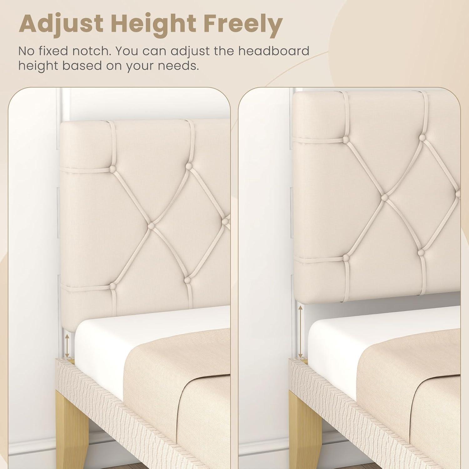 image:imageGiantex Upholstered Headboard for TwinTwin XL Size Bed Wall Mounted Twin Headboard Only Modern Button Tufted Headboard for Dorm Bedroom Attachment Device Included Dorm Headboard BeigeBeige