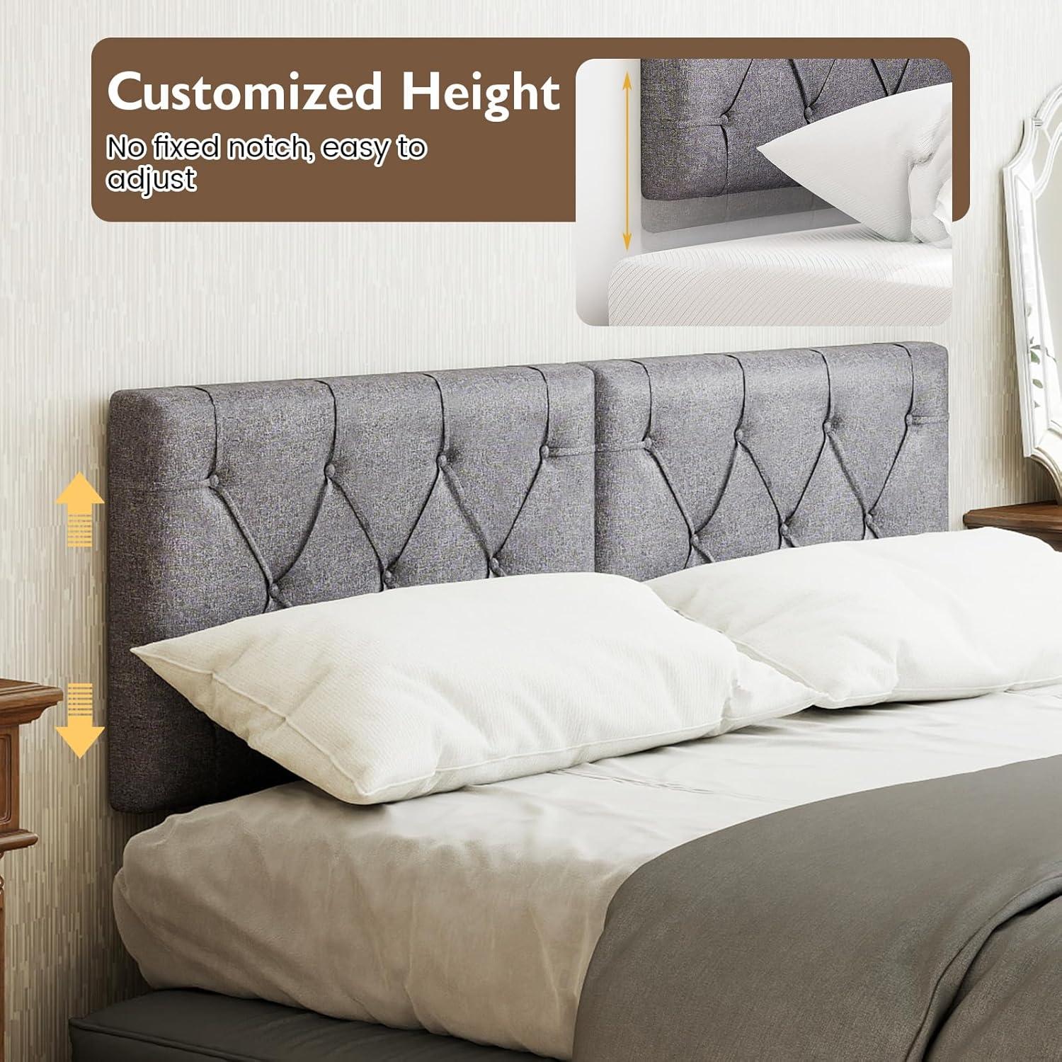 image:imageGiantex Upholstered Headboard for TwinTwin XL Size Bed Wall Mounted Twin Headboard Only Modern Button Tufted Headboard for Dorm Bedroom Attachment Device Included Dorm Headboard BeigeGray