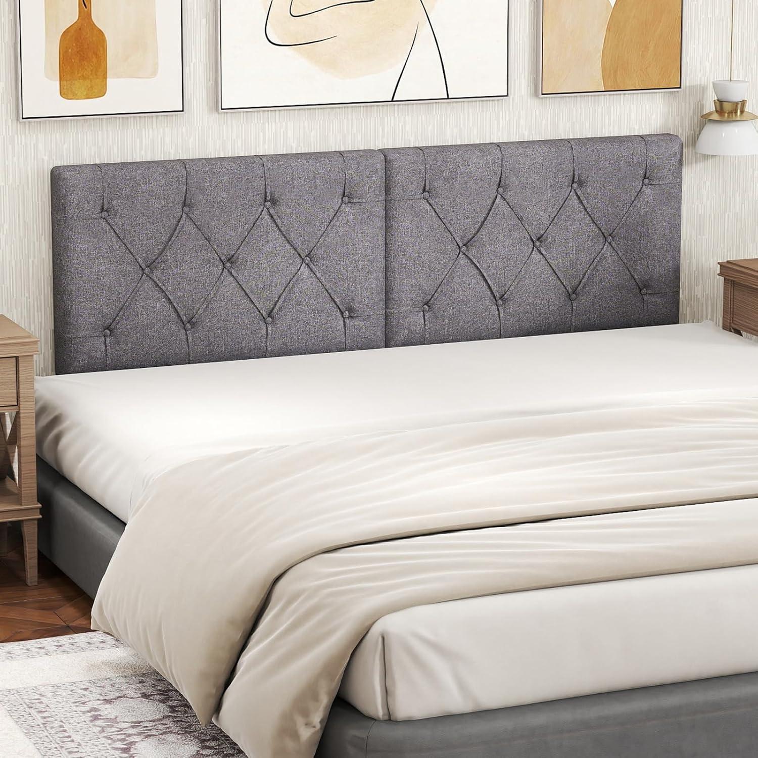 image:imageGiantex Upholstered Headboard for TwinTwin XL Size Bed Wall Mounted Twin Headboard Only Modern Button Tufted Headboard for Dorm Bedroom Attachment Device Included Dorm Headboard BeigeGray