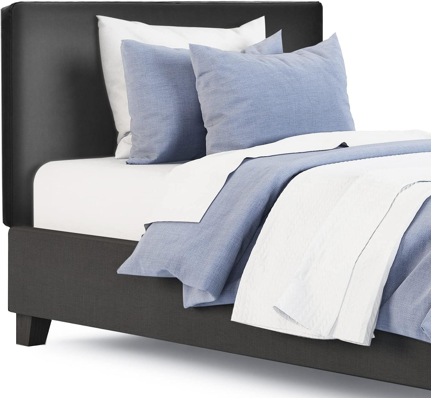 image:imageGiantex Upholstered Headboard for TwinTwin XL Size Bed Wall Mounted Twin Headboard Only PU Leather Headboard for Dorm Bedroom Attachment Device Included College Dorm Headboard Black