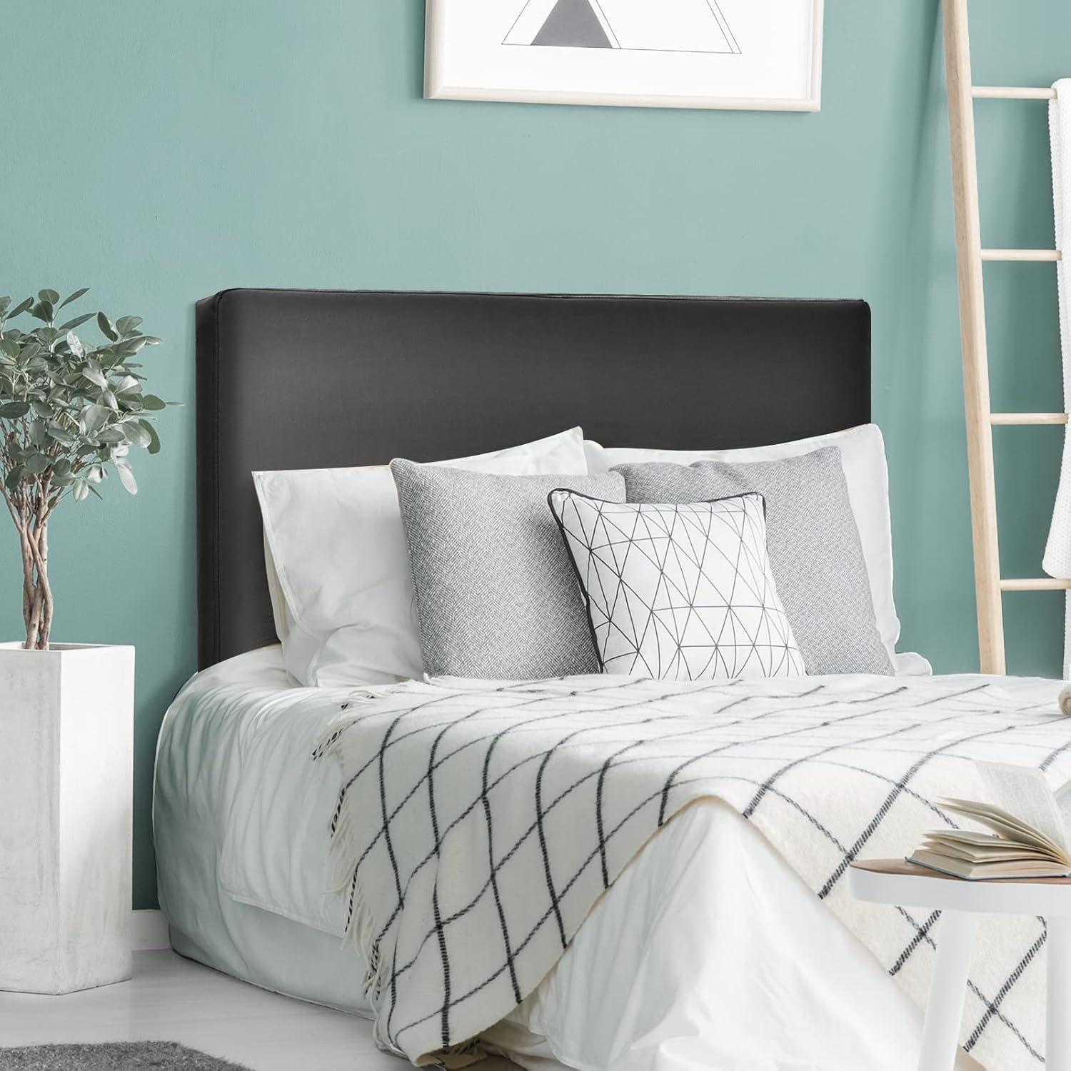 image:imageGiantex Upholstered Headboard for TwinTwin XL Size Bed Wall Mounted Twin Headboard Only PU Leather Headboard for Dorm Bedroom Attachment Device Included College Dorm Headboard Black