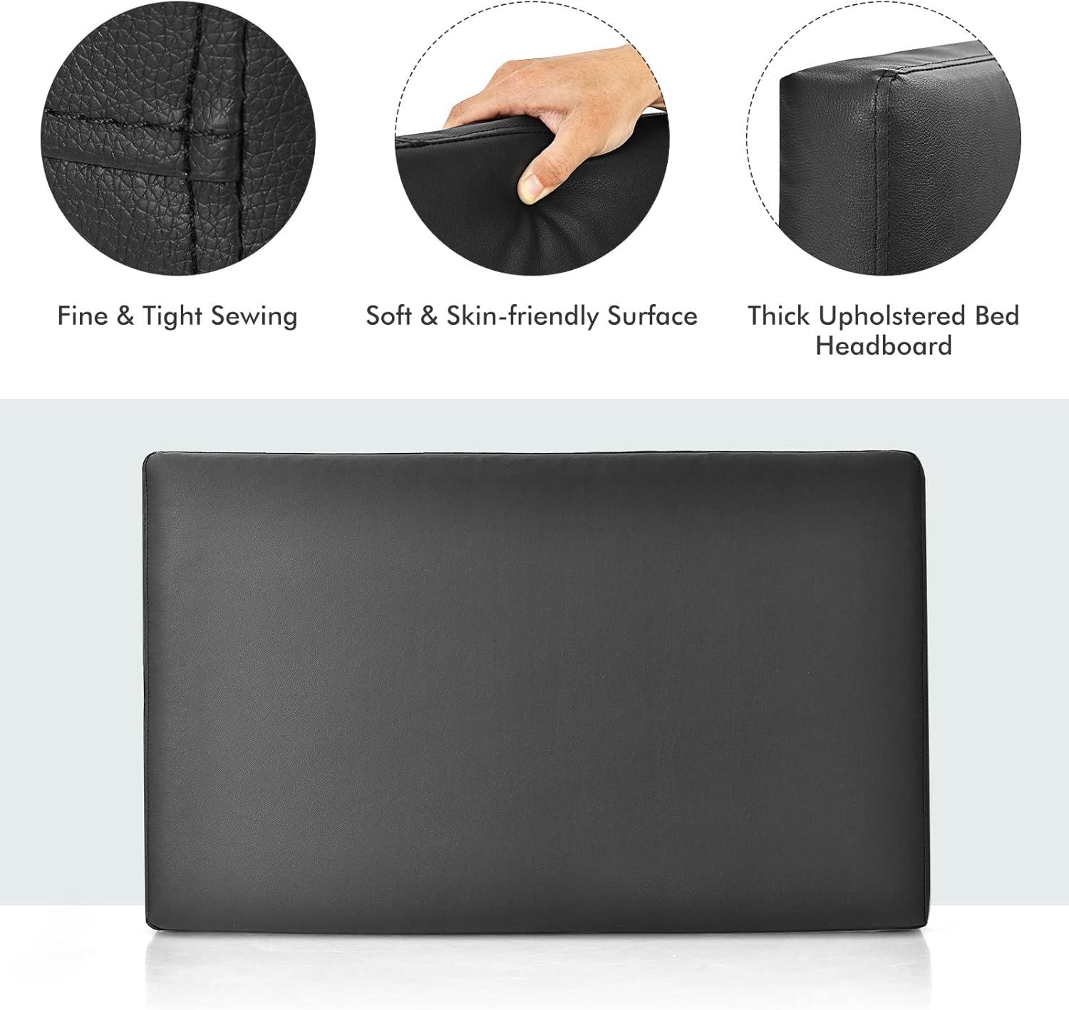 image:imageGiantex Upholstered Headboard for TwinTwin XL Size Bed Wall Mounted Twin Headboard Only PU Leather Headboard for Dorm Bedroom Attachment Device Included College Dorm Headboard Black