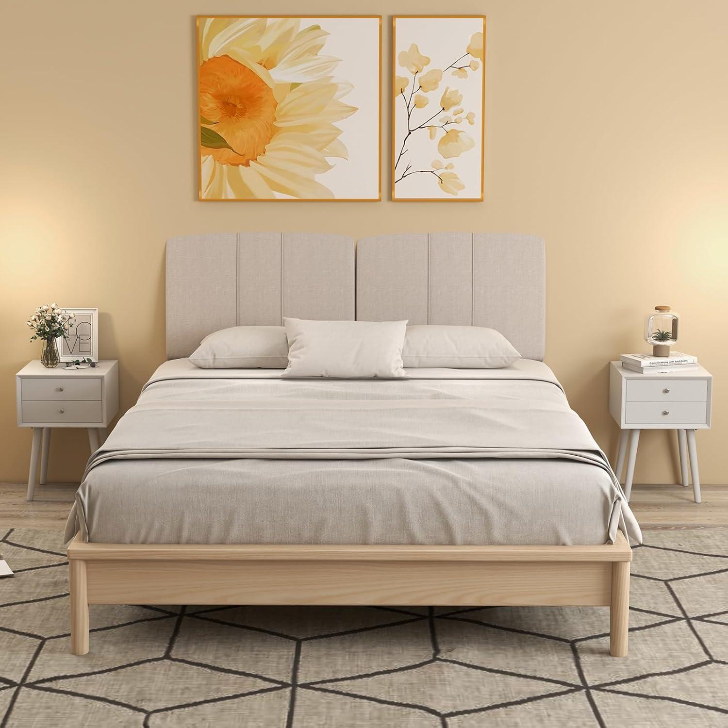 image:imageGiantex White Nightstand Wooden Bedside Tables w 2 Storage Drawers amp Soild Wood Legs Practical End Side Table Mid Century Modern Night Stand for Living Room BedroomWhite