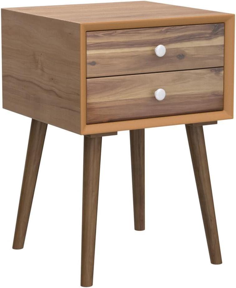 image:imageGiantex White Nightstand Wooden Bedside Tables w 2 Storage Drawers amp Soild Wood Legs Practical End Side Table Mid Century Modern Night Stand for Living Room BedroomWalnut
