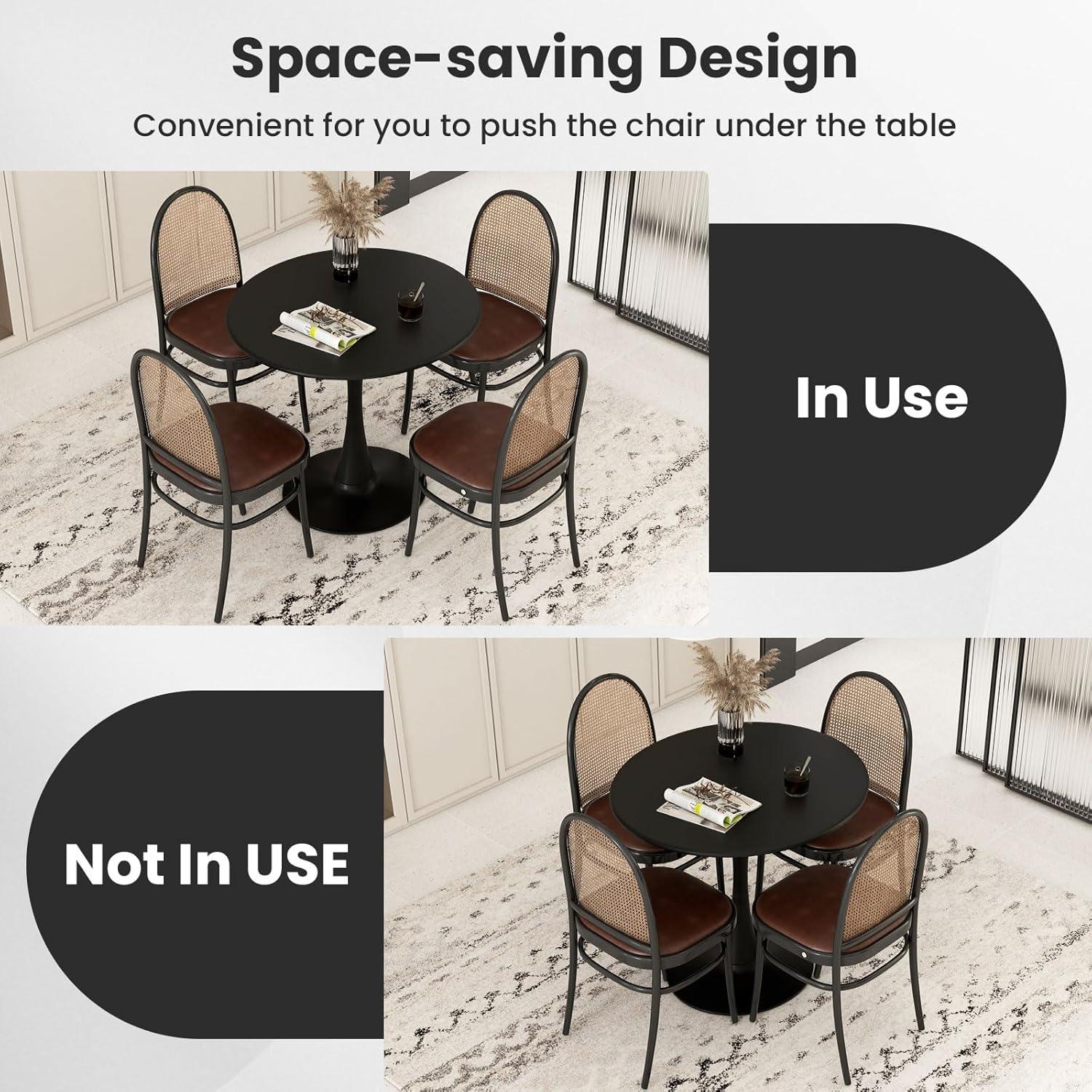 image:imageGiantex White Round Dining Table 32inches Modern Tulip Kitchen Table with 09 Thickened Tabletop amp Sturdy Metal Pedestal MidCentury Leisure Table for Small Places Dining Room Living Room CafeBlack