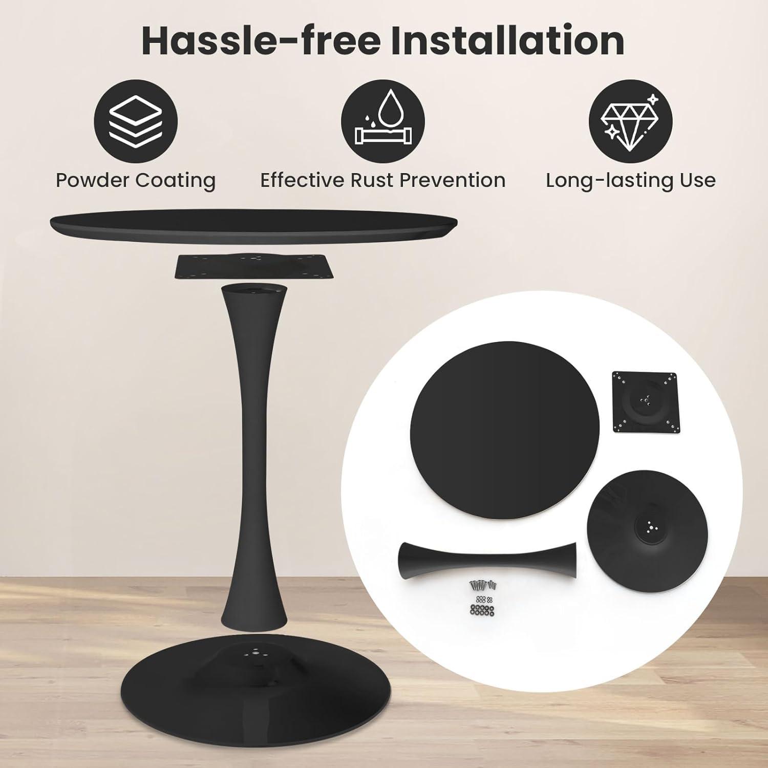 image:imageGiantex White Round Dining Table 32inches Modern Tulip Kitchen Table with 09 Thickened Tabletop amp Sturdy Metal Pedestal MidCentury Leisure Table for Small Places Dining Room Living Room CafeBlack