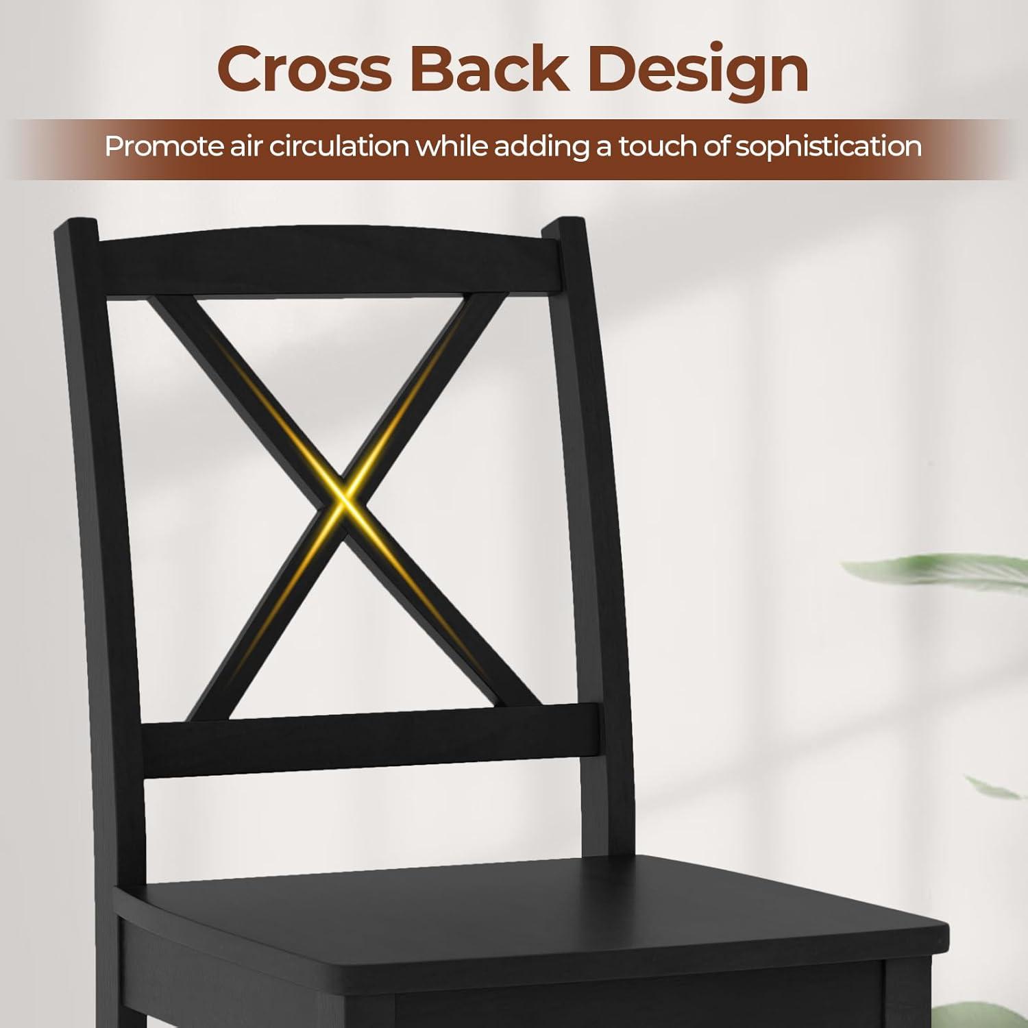 image:imageGiantex Wood Dining Chairs Set of 2 Armless Kitchen Chairs wRubber Wood Legs amp Curved Backrest Farmhouse Cross Back Diner Chairs Wooden Side Chairs for Home Dining Room Load 400 LBS BlackBlack