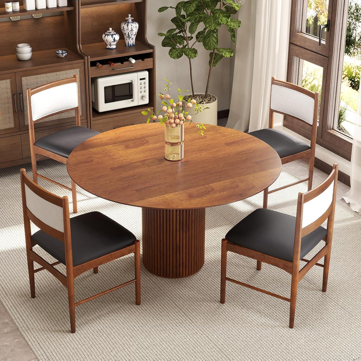 image:imageGiantex Wooden Dining Chairs Set of 2 Upholstered Kitchen Chair wRubber Wood Frame amp Faux Leather Padded Seat Faux Sherpa Backrest MidCentury Armless Chairs Modern Side Chairs for Home1