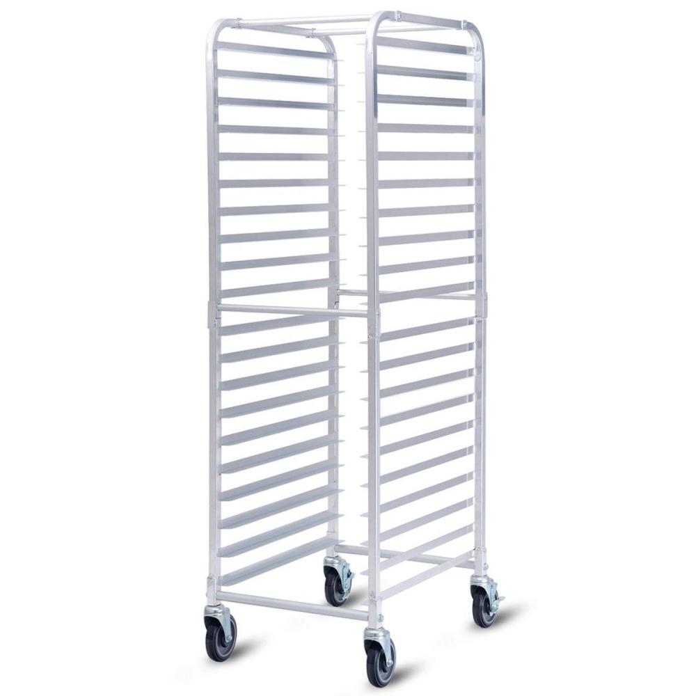 image:imageGiantex 10 Tier Aluminum Bakery Rack Commercial Kitchen Bun Pan Sheet Pan Rack Mobile Bakers Trolley with Storage Cooling Racks and Lockable Casters20 Tier 265L24W 69H