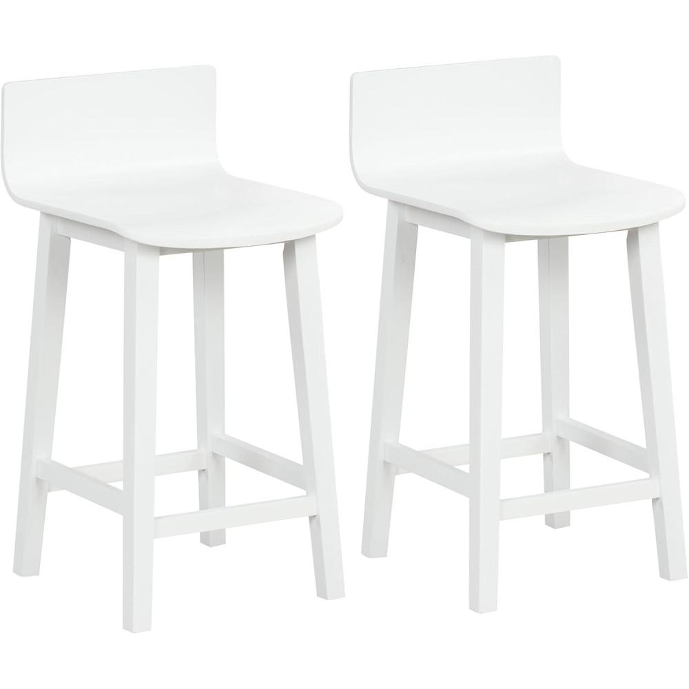 image:imageGiantex 245 Bar Stools Set of 2 Counter Height Bar Stools wLow Back amp Footrest Farmhouse Wooden Bar Dining Chairs Armless Wood Barstools for Kitchen Island Pub Kitchen Cafe Breakfast BrownWhite