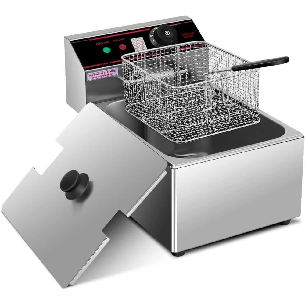 image:imageGiantex 3400W Commercial Deep Fryer Dual Tank 128QT Stainless Steel Electric Deep Fryer with 2 Baskets Lids and Temperature Control for French Fries Turkey Chicken Restaurant Home Kitchen13Lengthx17Wx115H