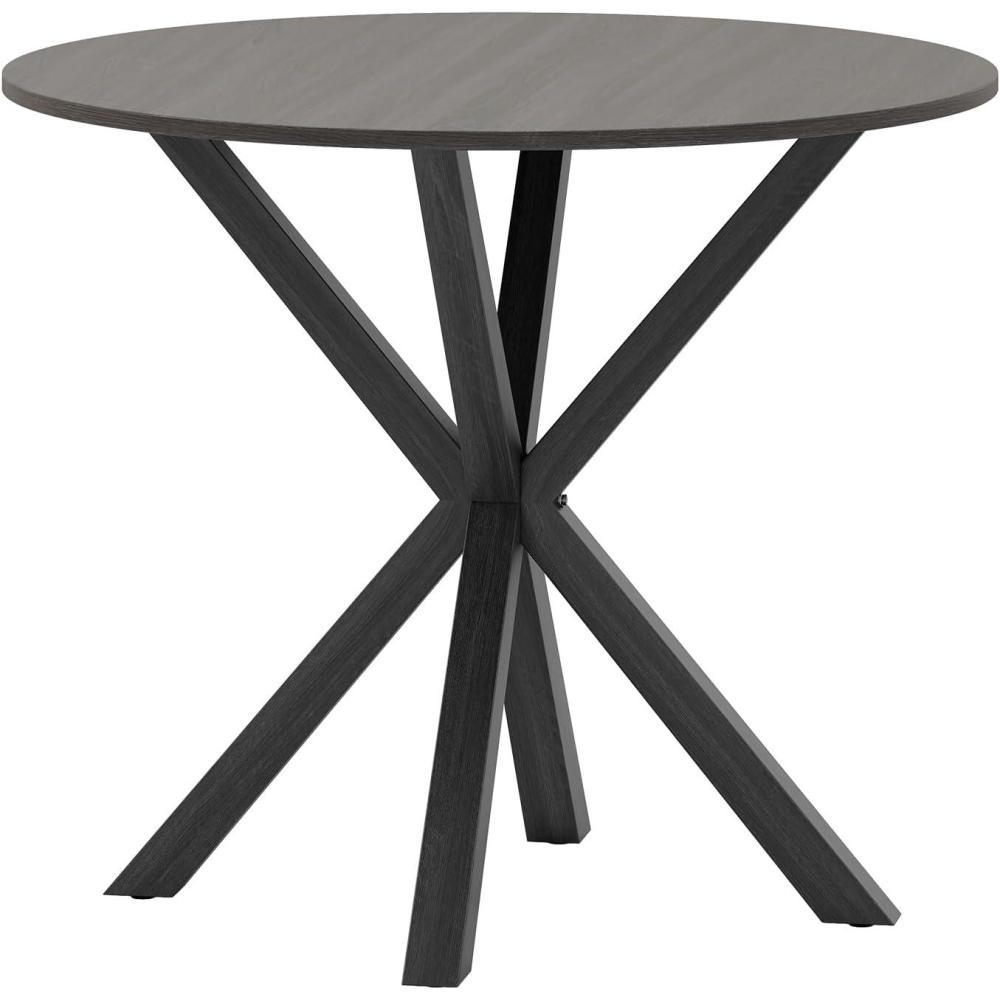 image:imageGiantex 36 Round Wood Dining Table Farmhouse Kitchen Table with Intersecting Pedestal Base amp Solid Rubber Wood Legs Vintage Coffee Tables for Dinette Small Spaces Restaurant BrownBlack Wood Grain