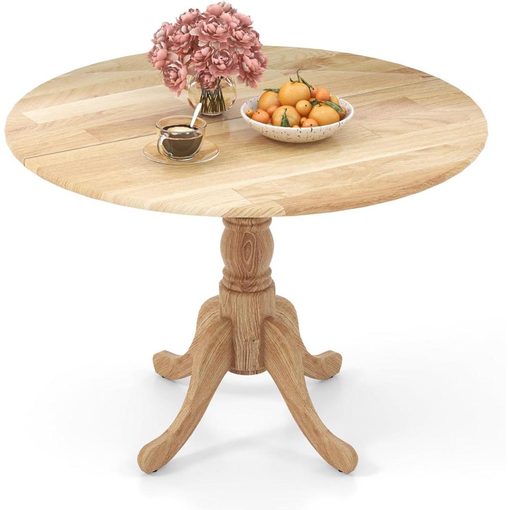 image:imageGiantex 39Inches Round Rubber Wood Dining Table for 4 with Legs 220 Lbs Capacity Kitchen Table for Dining Room Living Room Restaurant Dinner Dinette WalnutNatural