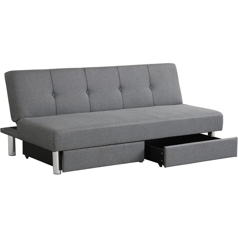 image:imageGiantex 3Seat Convertible Sofa Bed Long Sofa Couch w 2 Large Drawers Ergonomic Sleeper w 3 Adjustable Angles Heavy Duty Sofa Bed for Living Room Bedroom Study Room amp Office