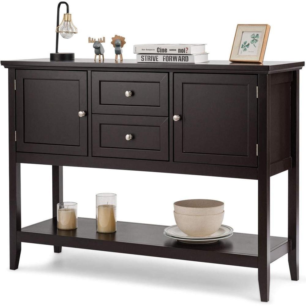 image:imageGiantex Buffet Sideboard Wood Storage Cabinet Console Table with Storage Shelf 2 Drawers and Cabinets Living Room Kitchen Dining Room Furniture Wood Buffet Server Coffee BrownCoffee Brown