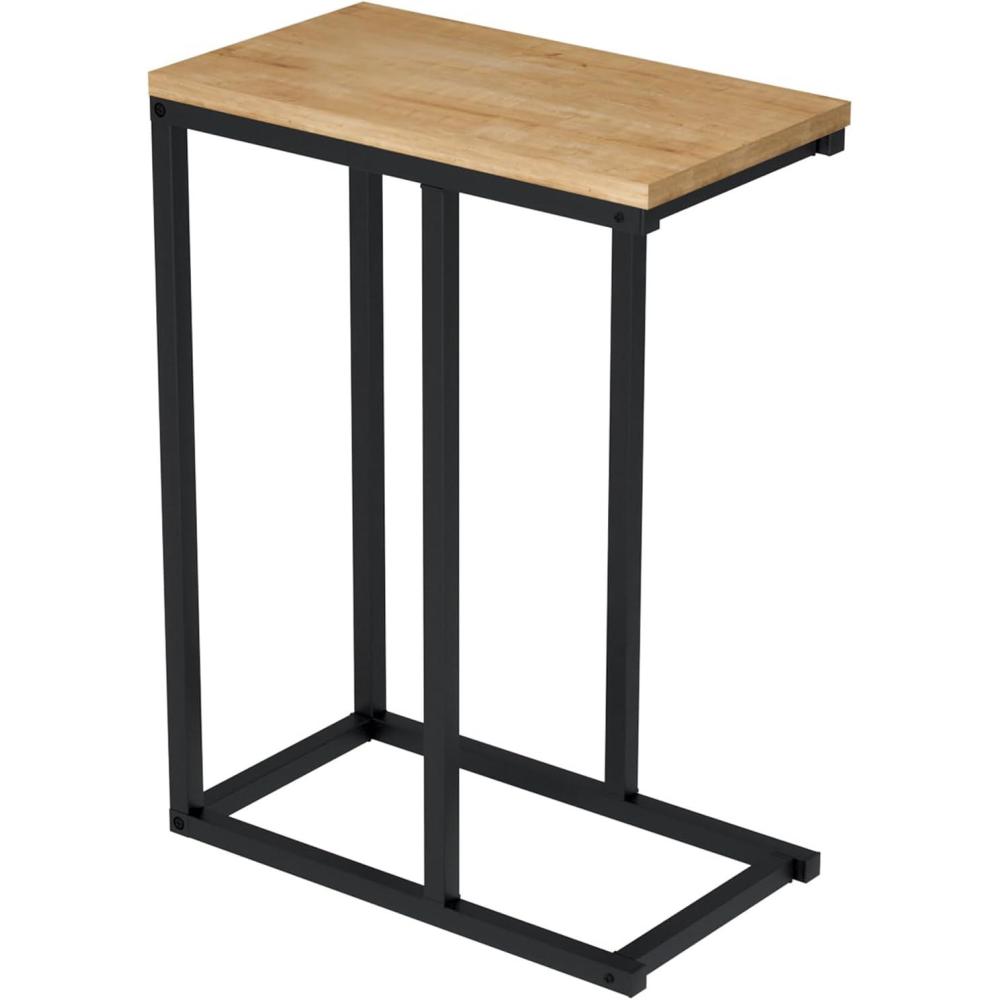 image:imageGiantex C Shaped End Table Small Side Table for Sofa Couch Table That Slide Under with Metal Frame Industrial TV Tray Tables for Small Spaces Living Room Bedroom Rustic BrownNatural