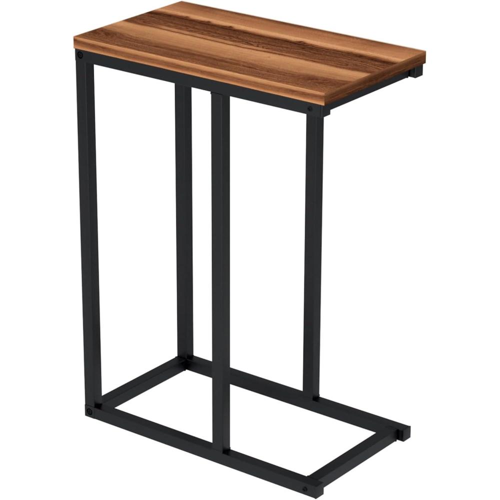image:imageGiantex C Shaped End Table Small Side Table for Sofa Couch Table That Slide Under with Metal Frame Industrial TV Tray Tables for Small Spaces Living Room Bedroom Rustic BrownWalnut