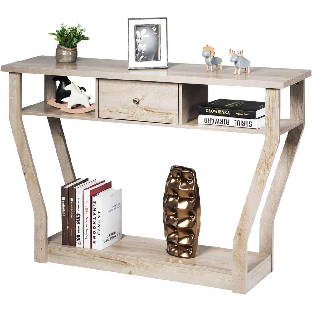 image:imageGiantex Console Table Easy Assembly Entryway Table WStorage Drawer and Bottom Shelf MuftiFunctional Home Furniture for Hallway Living Room Bedroom Office 47 Inch Accent Hall Table Gray WashGray Wash
