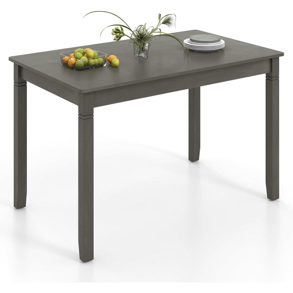 image:imageGiantex Dining Table for 4 People 48x 29 Kitchen Table with Wood Legs Load 330 Lbs Rectangular Dinner Table for Small Space Dinette Apartment Living Room Dining Room BlackGrey