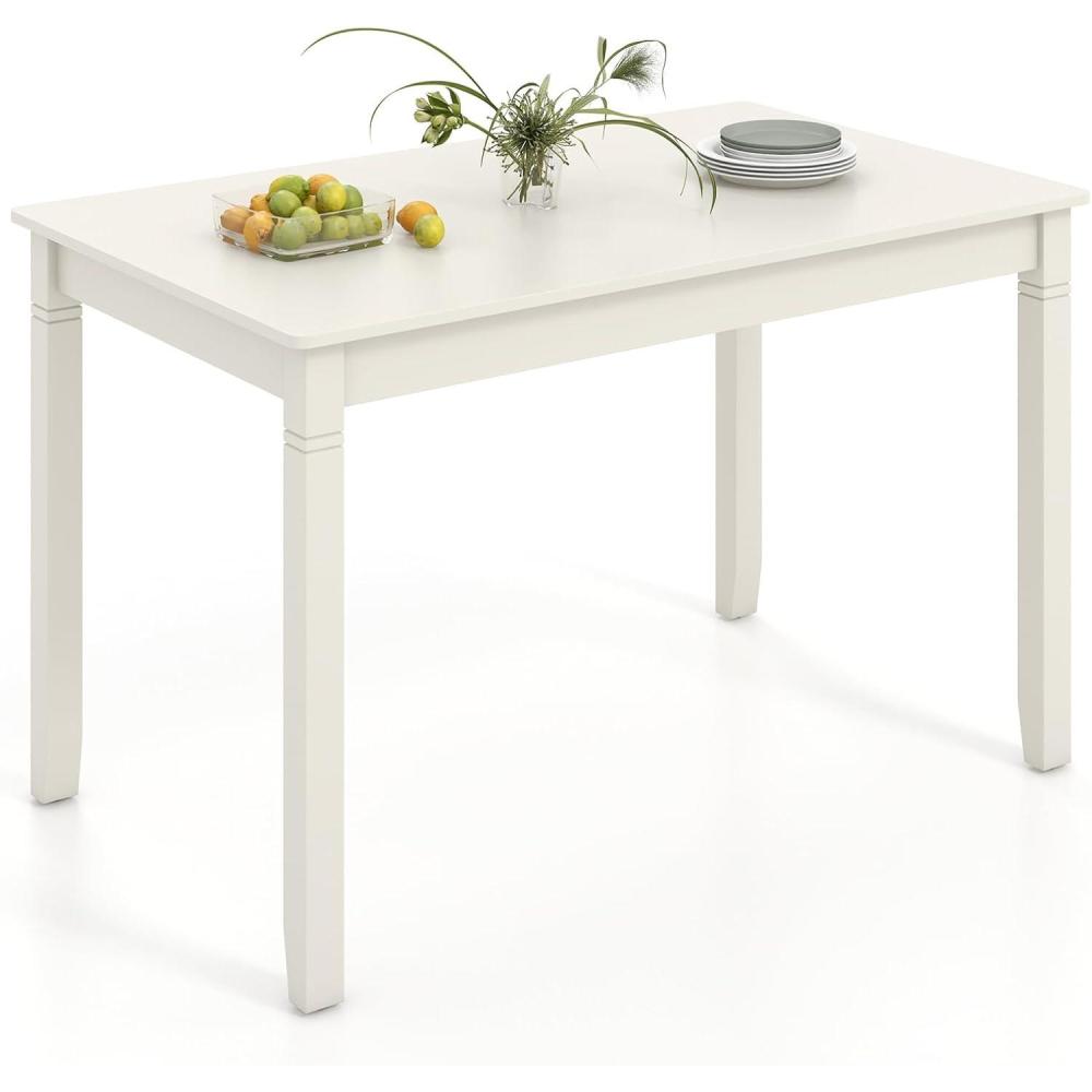 image:imageGiantex Dining Table for 4 People 48x 29 Kitchen Table with Wood Legs Load 330 Lbs Rectangular Dinner Table for Small Space Dinette Apartment Living Room Dining Room BlackWhite