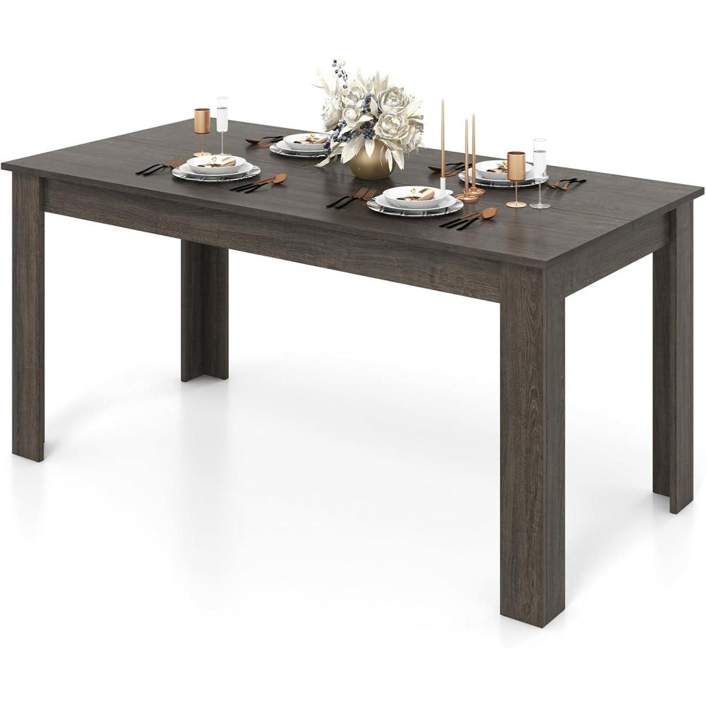 image:imageGiantex Dining Table for 6 Rectangular Kitchen Table with 330Lbs Capacity Stable Structure 63 L x 315 W x 30 H Large Farmhouse Center Tables for Dinner Dinette Dining Room BlackGrey