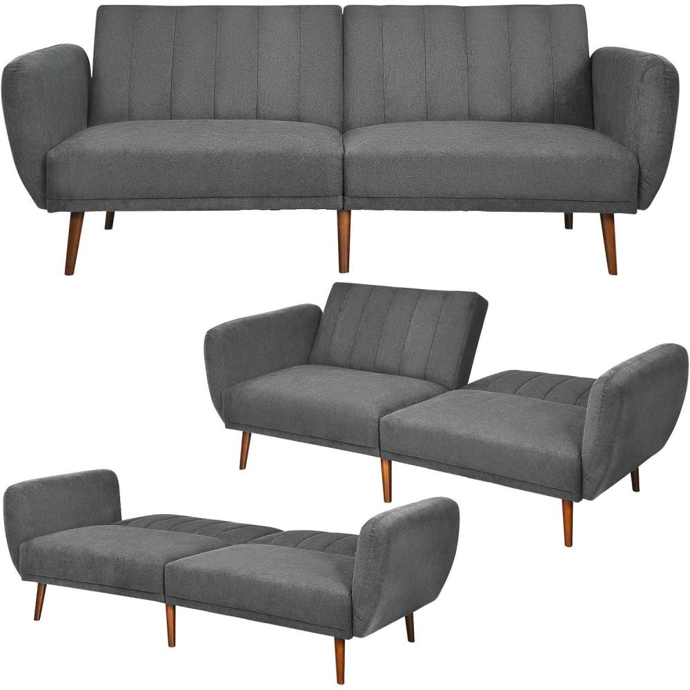 image:imageGiantex Foldable Futon Sofa Bed Convertible Sofa Couch Upholstered Futon Sleeper Sofa 3Level Angle Adjustable Pull Out Futon Bed Ideal for Compact Living Room Apartment Dorm GrayGrey