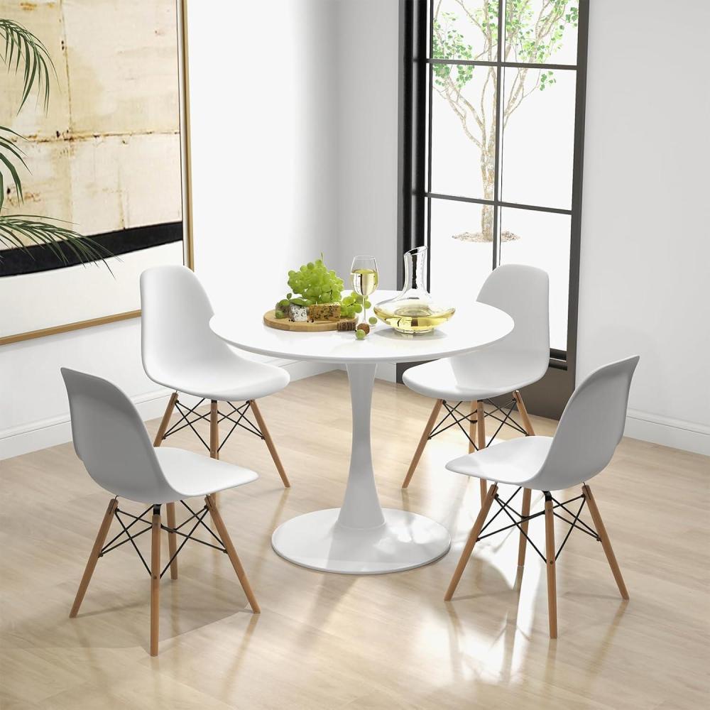 image:imageGiantex Kitchen Table Chairs Set of 4 Dinette Table Set with 32 Round Table and Dining Chairs Modern Breakfast Nook Table Set for Small Spaces Apartments 5Piece Dining Table Set BlackWhite