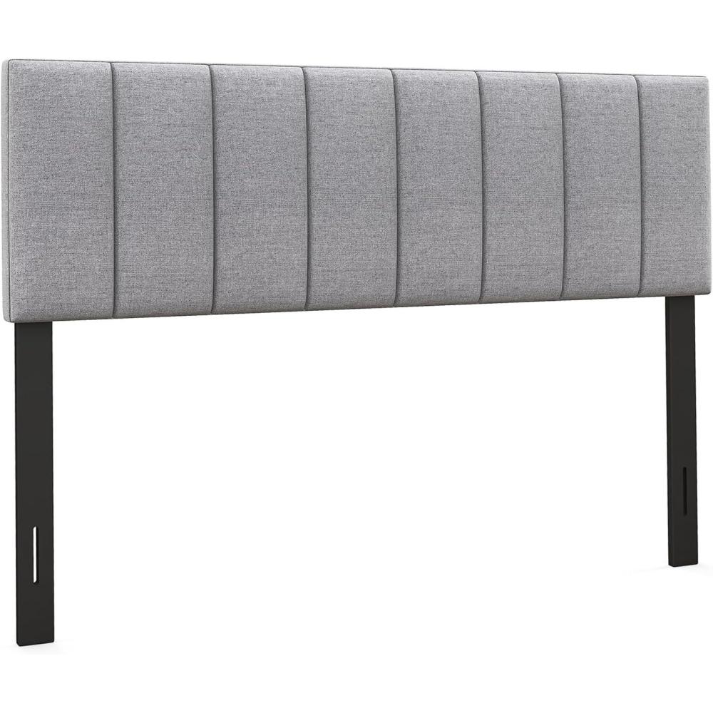 image:imageGiantex Linen Upholstered Headboard Adjustable Width Button Tufted Headboard Only with Solid Wood Legs Attach Frame Modern Headboards for Queen Full Size Bed BeigeGray