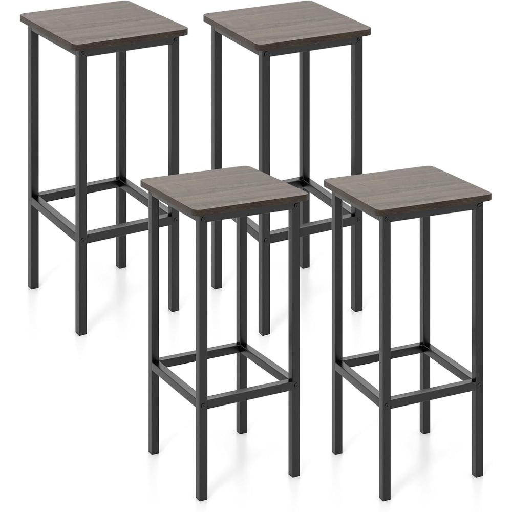 image:imageGiantex Metal Bar Stools Set of 4 26 Backless Barstools with Metal Legs amp Footrest Breakfast Bar Dining Chairs Industrial Counter Height Stools for Kitchen Island Home Bar Dining Room GreyGrey